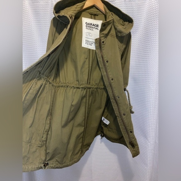 Women’s‎ Garage 100% cotton kaki hooded with pockets utility Jacket Sz small - Picture 8 of 16
